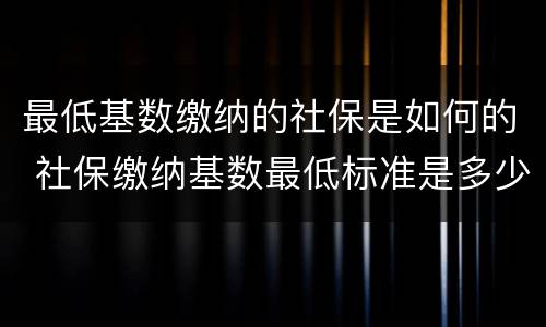 最低基数缴纳的社保是如何的 社保缴纳基数最低标准是多少