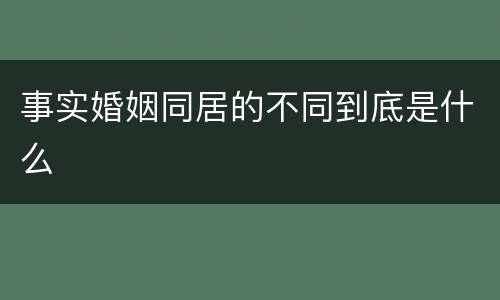 事实婚姻同居的不同到底是什么