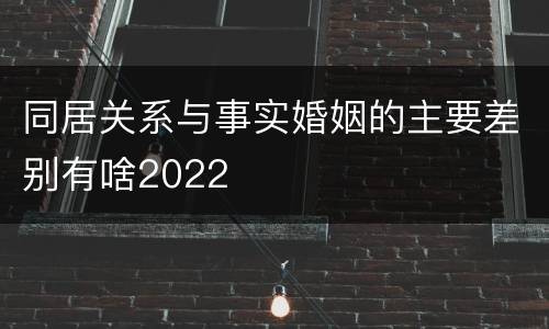 同居关系与事实婚姻的主要差别有啥2022