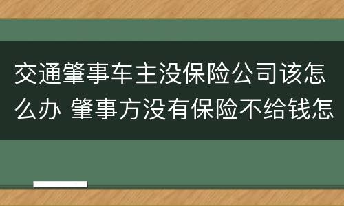 交通肇事车主没保险公司该怎么办 肇事方没有保险不给钱怎么办