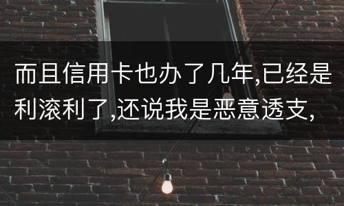 而且信用卡也办了几年,已经是利滚利了,还说我是恶意透支,我该怎么办