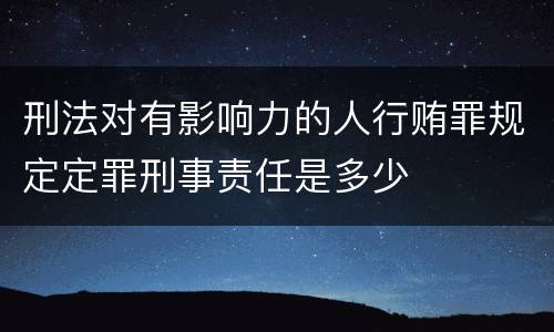 刑法对有影响力的人行贿罪规定定罪刑事责任是多少