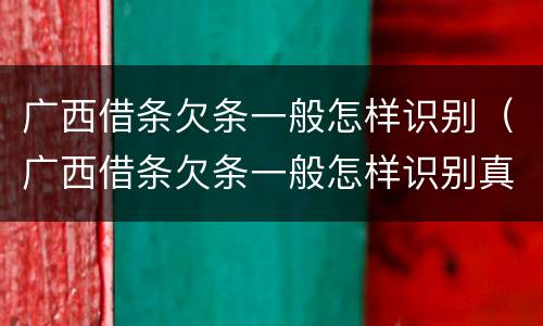 广西借条欠条一般怎样识别（广西借条欠条一般怎样识别真假）