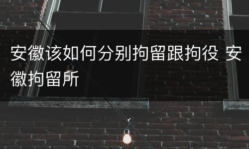 安徽该如何分别拘留跟拘役 安徽拘留所