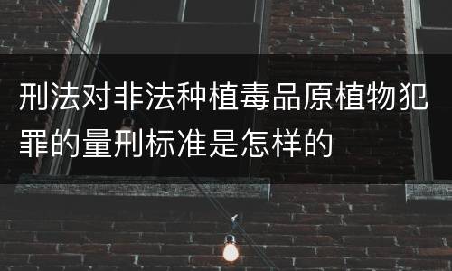 刑法对非法种植毒品原植物犯罪的量刑标准是怎样的