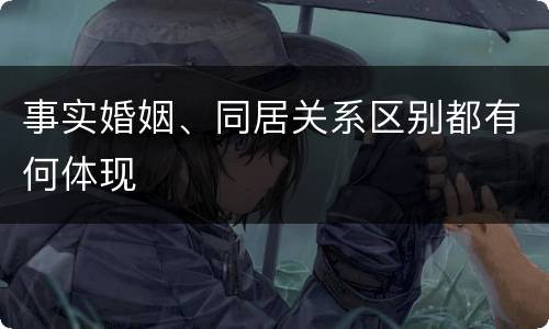 事实婚姻、同居关系区别都有何体现