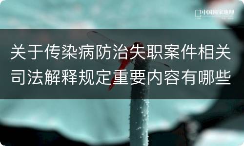 关于传染病防治失职案件相关司法解释规定重要内容有哪些