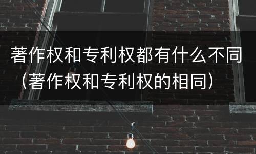 著作权和专利权都有什么不同（著作权和专利权的相同）