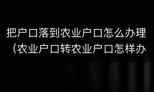 把户口落到农业户口怎么办理（农业户口转农业户口怎样办理）