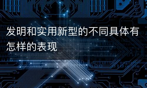 发明和实用新型的不同具体有怎样的表现