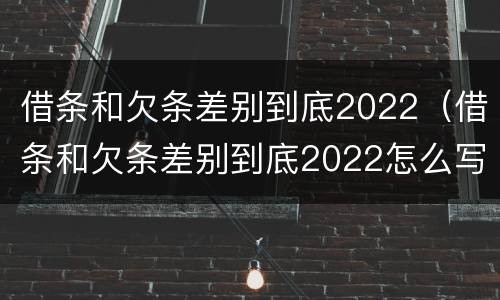 借条和欠条差别到底2022（借条和欠条差别到底2022怎么写）