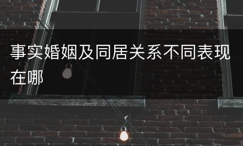 事实婚姻及同居关系不同表现在哪