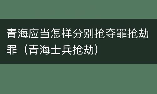 青海应当怎样分别抢夺罪抢劫罪（青海士兵抢劫）