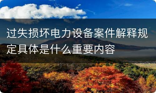 过失损坏电力设备案件解释规定具体是什么重要内容