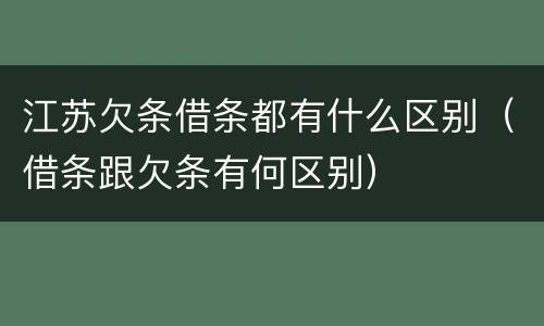 江苏欠条借条都有什么区别（借条跟欠条有何区别）