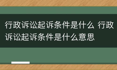 行政诉讼起诉条件是什么 行政诉讼起诉条件是什么意思