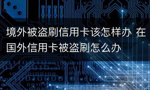 境外被盗刷信用卡该怎样办 在国外信用卡被盗刷怎么办