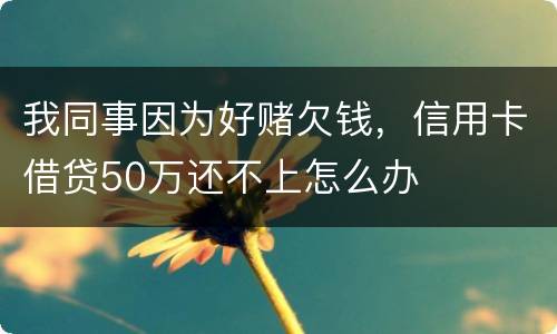 我同事因为好赌欠钱，信用卡借贷50万还不上怎么办