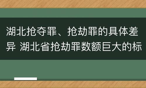 湖北抢夺罪、抢劫罪的具体差异 湖北省抢劫罪数额巨大的标准