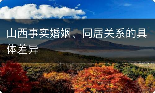 山西事实婚姻、同居关系的具体差异