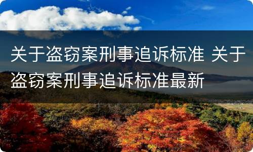 关于盗窃案刑事追诉标准 关于盗窃案刑事追诉标准最新