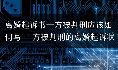 离婚起诉书一方被判刑应该如何写 一方被判刑的离婚起诉状