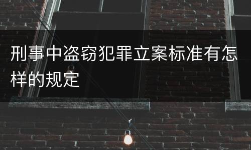 刑事中盗窃犯罪立案标准有怎样的规定