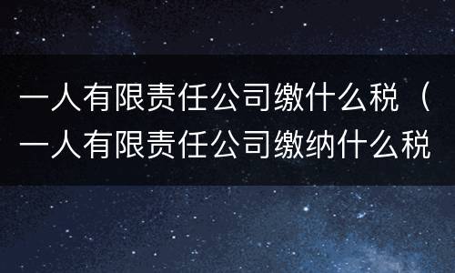 一人有限责任公司缴什么税（一人有限责任公司缴纳什么税）