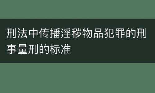 刑法中传播淫秽物品犯罪的刑事量刑的标准