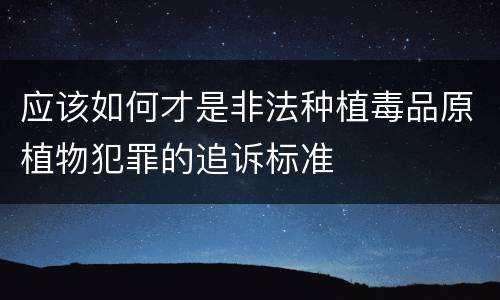 应该如何才是非法种植毒品原植物犯罪的追诉标准