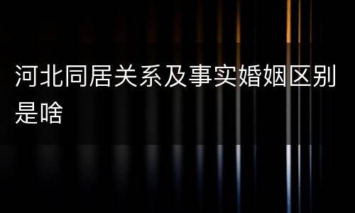 河北同居关系及事实婚姻区别是啥