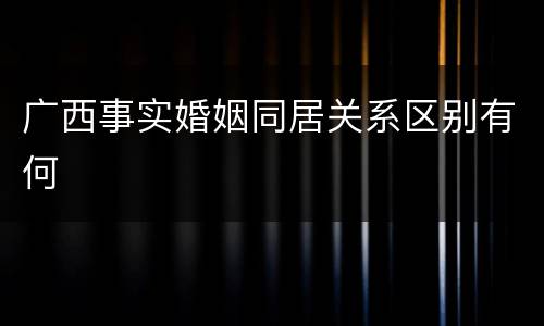 广西事实婚姻同居关系区别有何