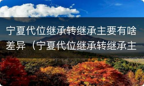 宁夏代位继承转继承主要有啥差异（宁夏代位继承转继承主要有啥差异吗）