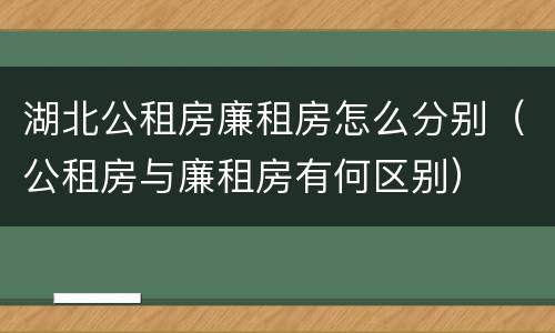 湖北公租房廉租房怎么分别（公租房与廉租房有何区别）