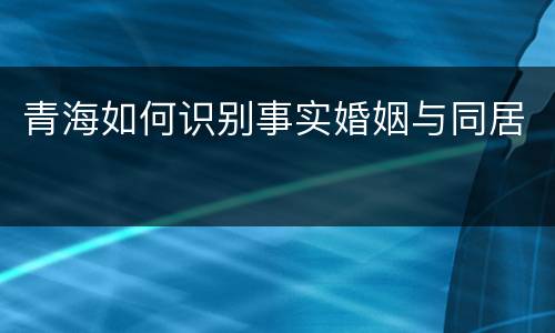 青海如何识别事实婚姻与同居