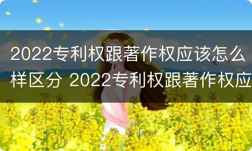 2022专利权跟著作权应该怎么样区分 2022专利权跟著作权应该怎么样区分呢