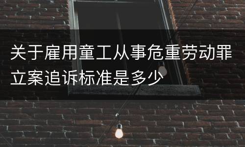 关于雇用童工从事危重劳动罪立案追诉标准是多少