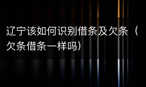 辽宁该如何识别借条及欠条（欠条借条一样吗）