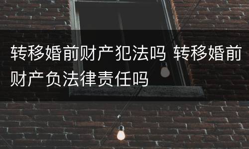 转移婚前财产犯法吗 转移婚前财产负法律责任吗