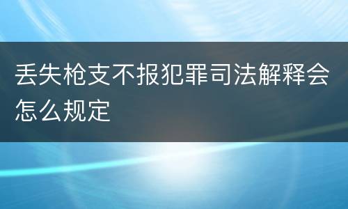 丢失枪支不报犯罪司法解释会怎么规定