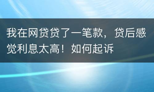 我在网贷贷了一笔款，贷后感觉利息太高！如何起诉