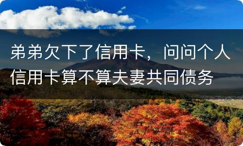 弟弟欠下了信用卡，问问个人信用卡算不算夫妻共同债务