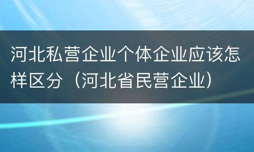 河北私营企业个体企业应该怎样区分（河北省民营企业）