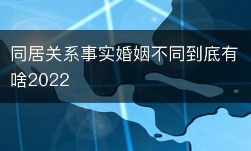 同居关系事实婚姻不同到底有啥2022