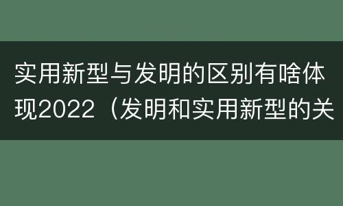 实用新型与发明的区别有啥体现2022（发明和实用新型的关系）