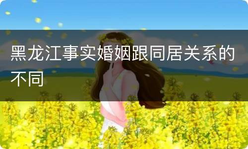 黑龙江事实婚姻跟同居关系的不同