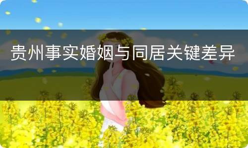 贵州事实婚姻与同居关键差异