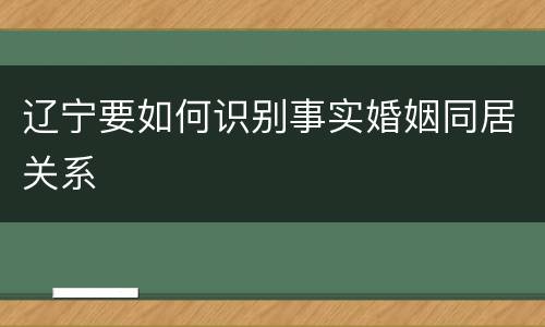 辽宁要如何识别事实婚姻同居关系