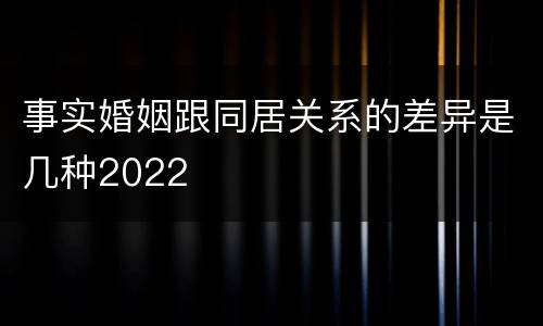 事实婚姻跟同居关系的差异是几种2022