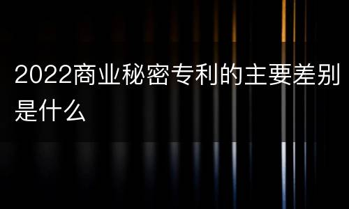 2022商业秘密专利的主要差别是什么